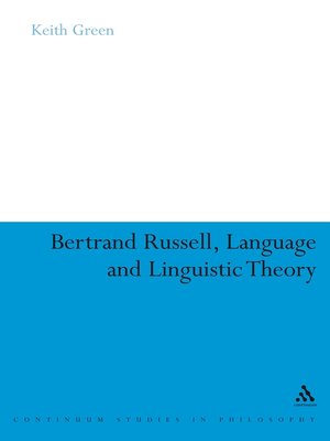 cover image of Bertrand Russell, Language and Linguistic Theory